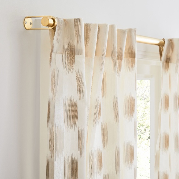 West Elm 48 x 96 set of 2 Sheer Shaded Dot Jacquard curtain panels ivory gold - Picture 1 of 6